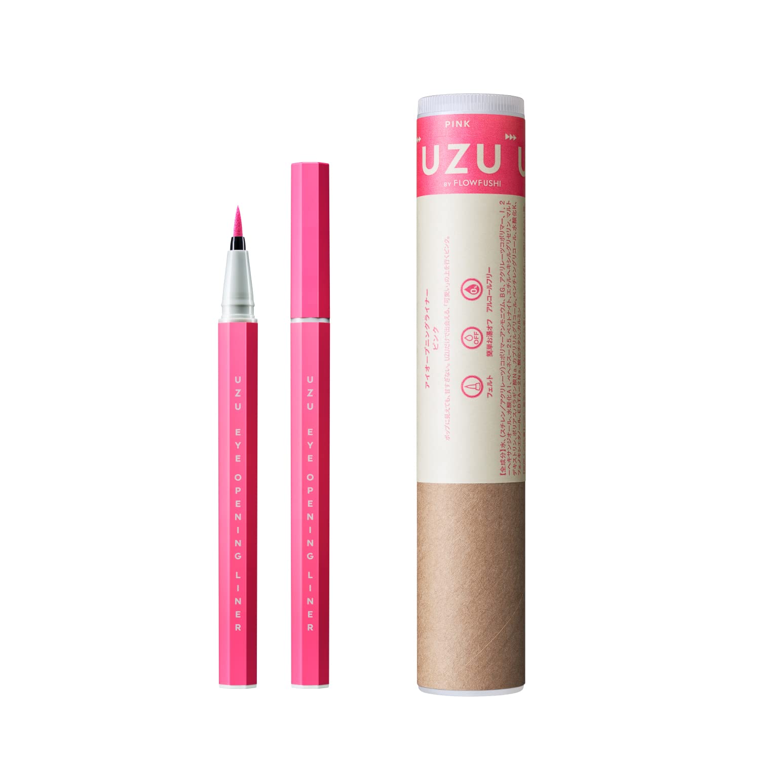 

UZU Eye Opening Liner Liquid Removes with Warm Hypoallergenic [Pink] Eyeliner, Water, Alcohol-Free, Dye-Free, розовый