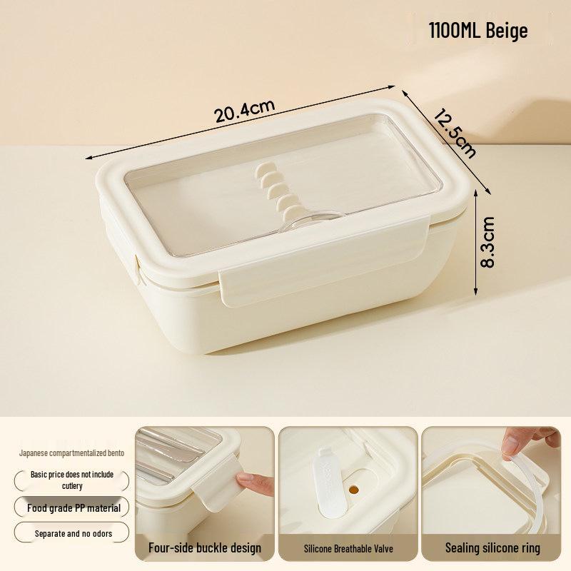 Microwaveable Japanese Bento Box for Office & Students - Fresh-Keeping, With Spoon & Chopsticks, Convenient Compartmented Lunch Box
