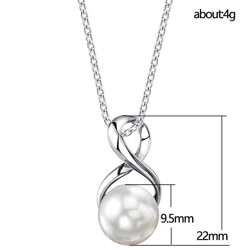 Huitan Simulated Pearl Women Pendant Necklace Fancy Wedding Party Engagement Metal Accessories Elegant Versatile Daily Jewelry