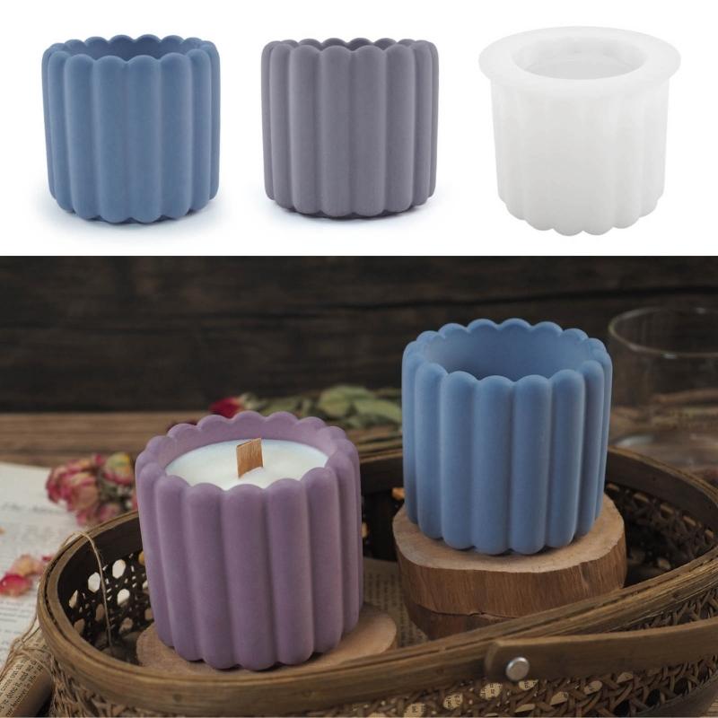 Gestreept Dienblad Hars Gietvorm Kaarsenhouder Siliconen Bekervormen voor Bakken en Zeep Maken Siliconen Zeepvorm