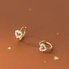 Real 925 Silver Minimalist Love Heart CZ Crystal Hoop Earrings For Women Girl Small Micro Zircon Ear Buckle Jewelry