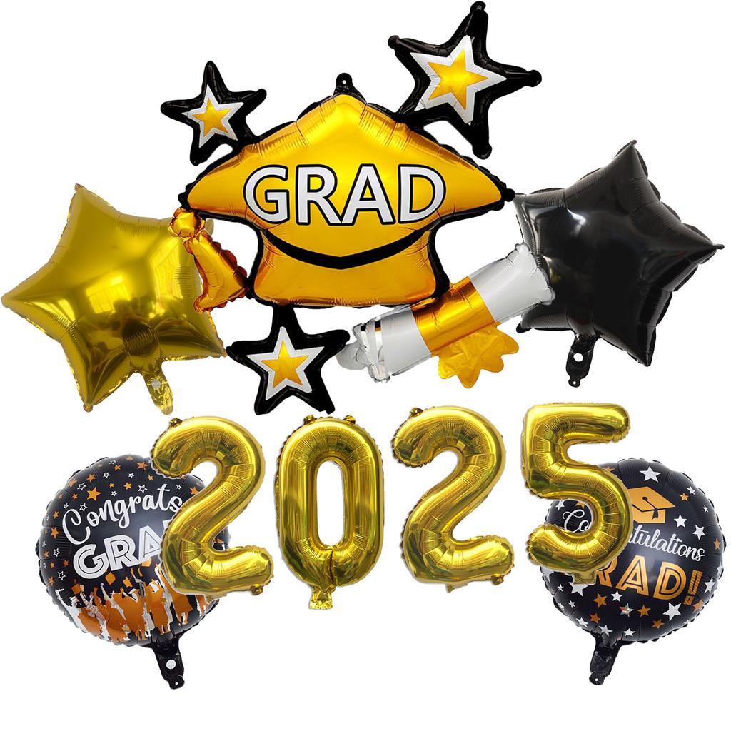 Abschluss-Saison Thema Aluminiumfolien-Ballon-Set Goldener Absolventenhut Feier Klassenzimmer Schulparty Dekoration