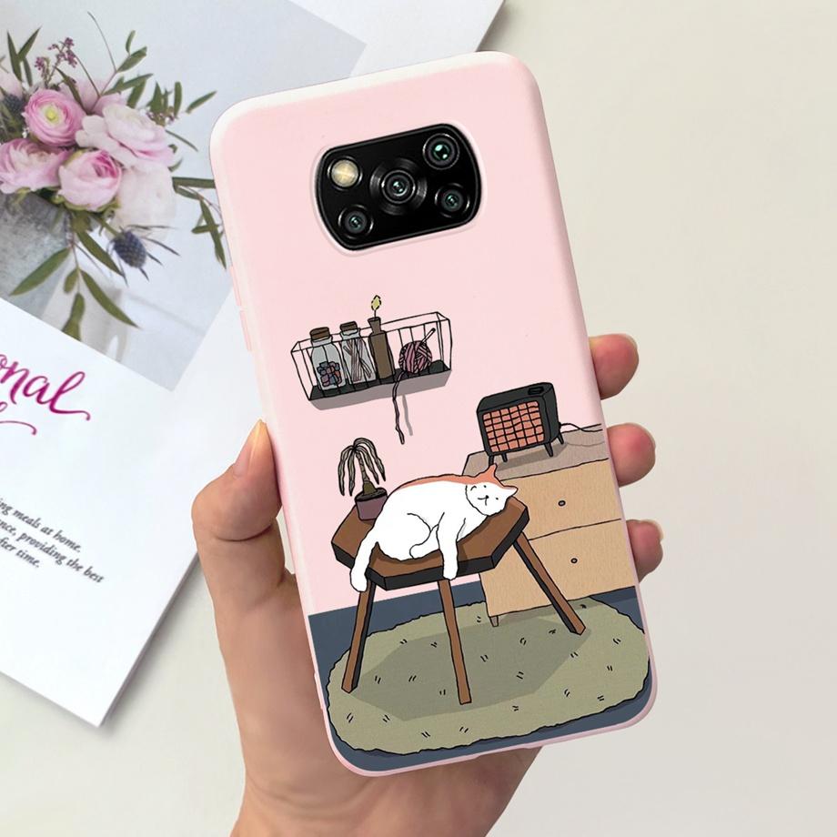 Pro Xiaomi Poco X3 Pro Pouzdro Poco X3 NFC Kryt Květina Roztomilý Kočka Malba Nárazník Skořápka Na PocoX3 X3Pro x3nfc Měkký Luxusní Silikon