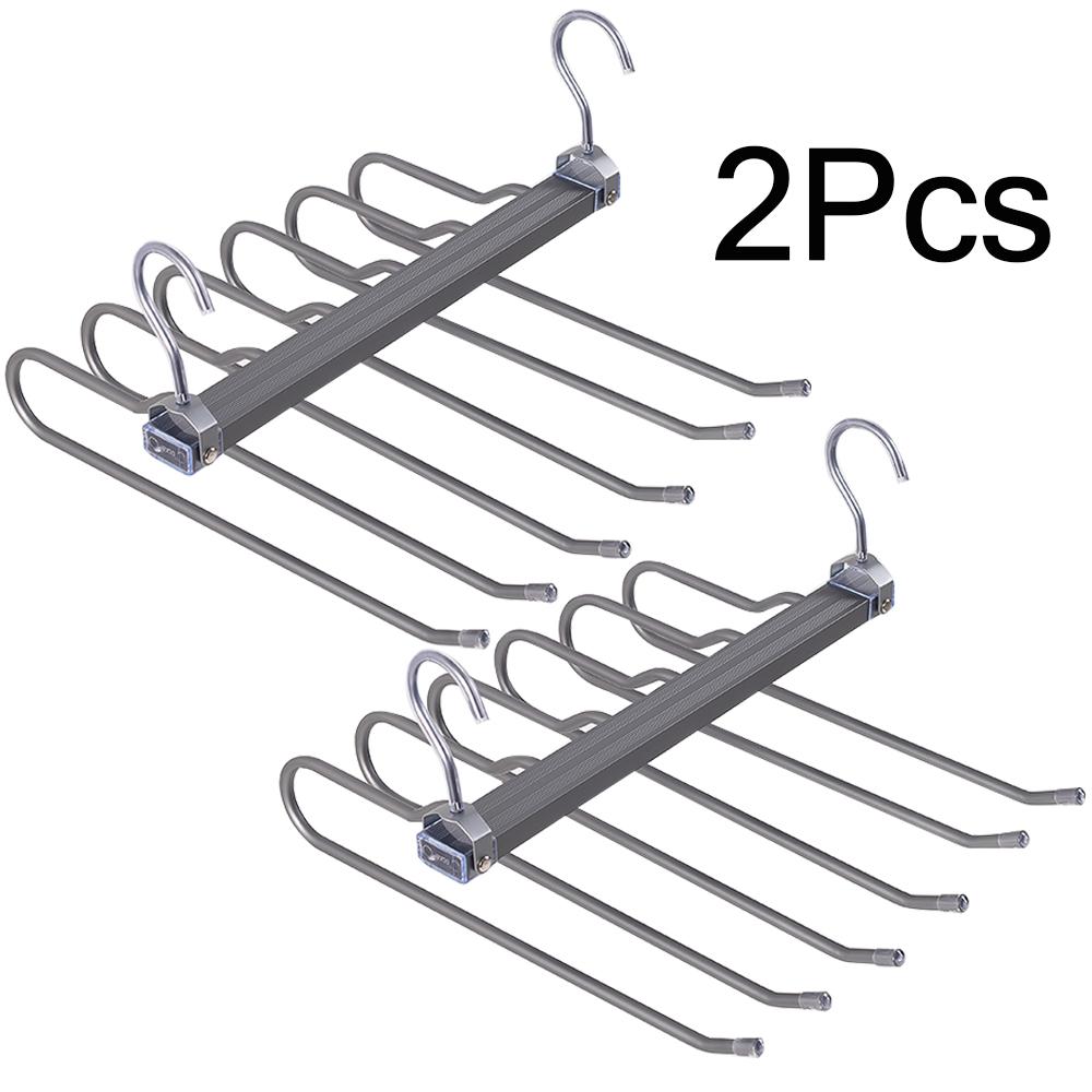 6 Layers Aluminum Pants Hangers,Space Saving Jeans Scarf Organizer,Multi-Functional Closet Heavy Rack for Slacks Skirt Trousers