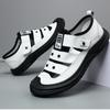 Fashion Summer Men's Leather Casual Shoes Breathable Men's Sneakers Outdoor Platform Shoes Lightweight Men's Moccasins Sandals