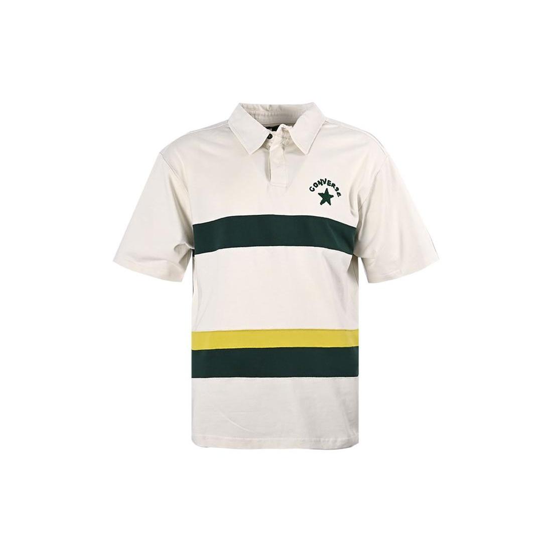 Converse Colorblock Logo Polo Shirt Asia Sizing White Dark Green Men s 10024880-A01 XS
