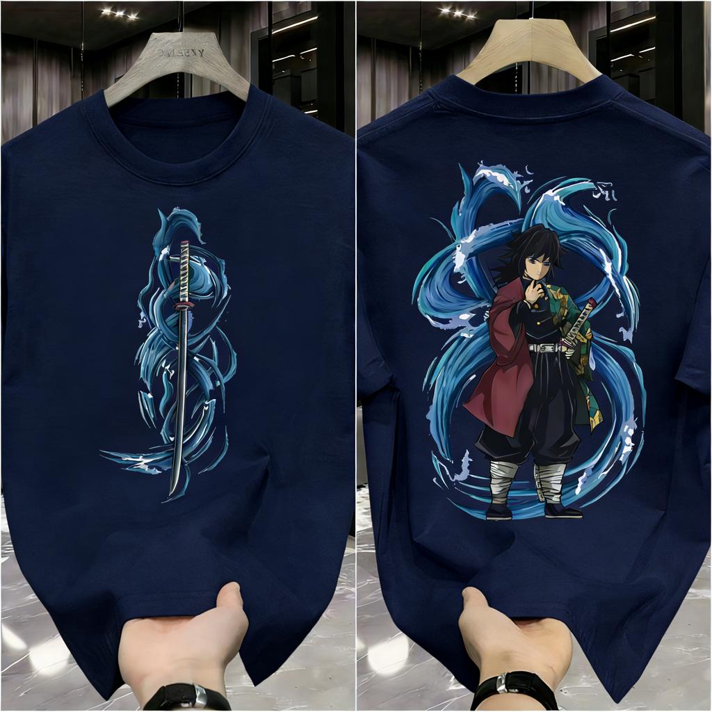 Plus Size Demon Slayer Anime Print Men and Women Tshirt Casual Parentchild Top Fashionable Summer Cotton Harajuku Y2K Street