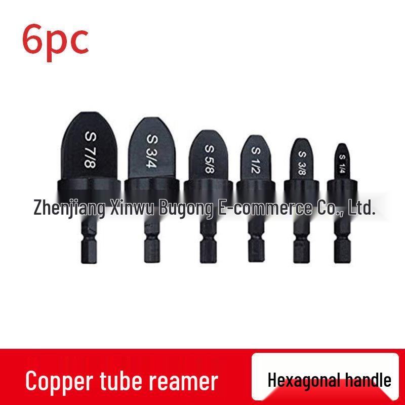 6-Piece Imperial Flaring Tool Set: Black Triangular Hex Shank Tube Expander for Air Conditioning & Copper Tube Repair