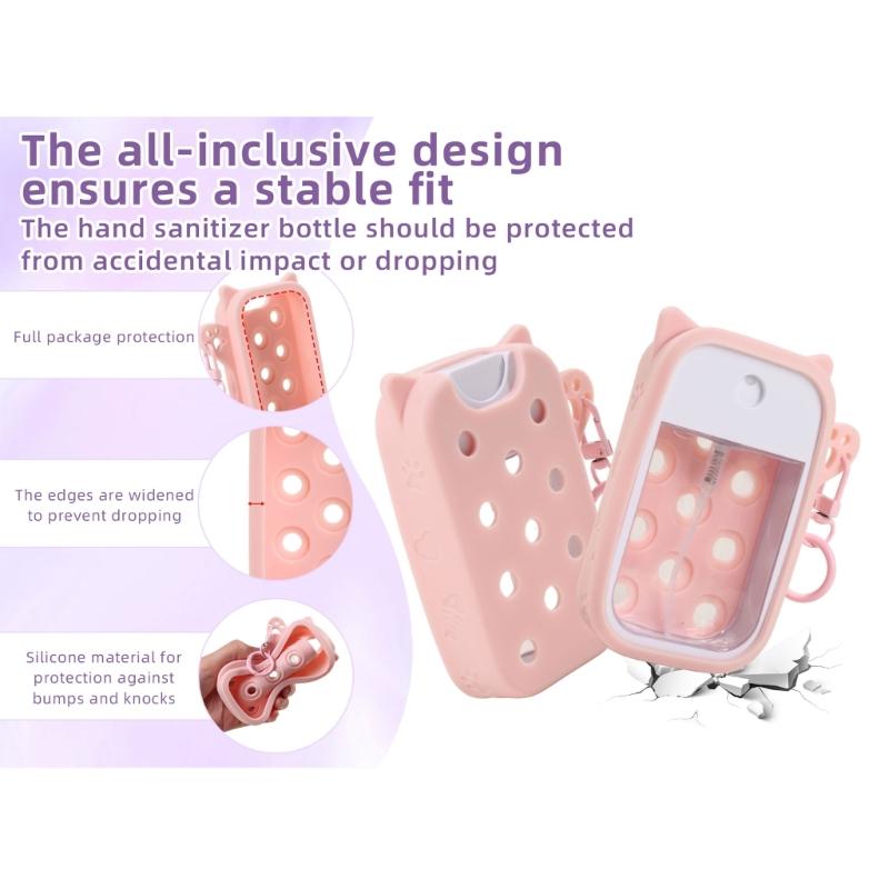 Universal Silicone Sleeve for Power Mist & Glow Mist Bottles Quick Install with Portable Hook Design Easy To Carry