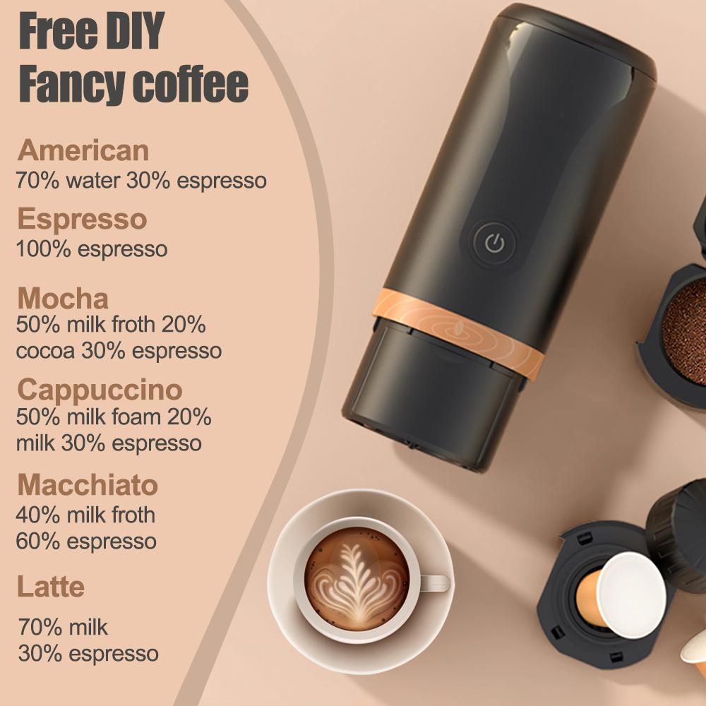 Portable Espresso Machine Mini Hiking Travel Coffee Maker Rechargeable 2 In 1 Compatible with Nespresso Capsules Ground Coffee