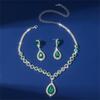 Colorful Crystal Water Drop Necklace & Earring Set for Women - Wedding & Party Jewelry (3 Pcs)