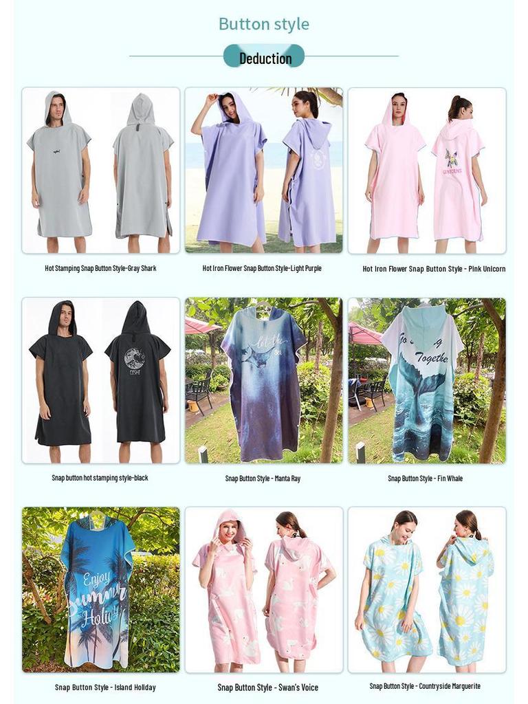 2025 Quick-Dry Hooded Swim Poncho with Zipper - Portable Bathrobe and Beach Towel
