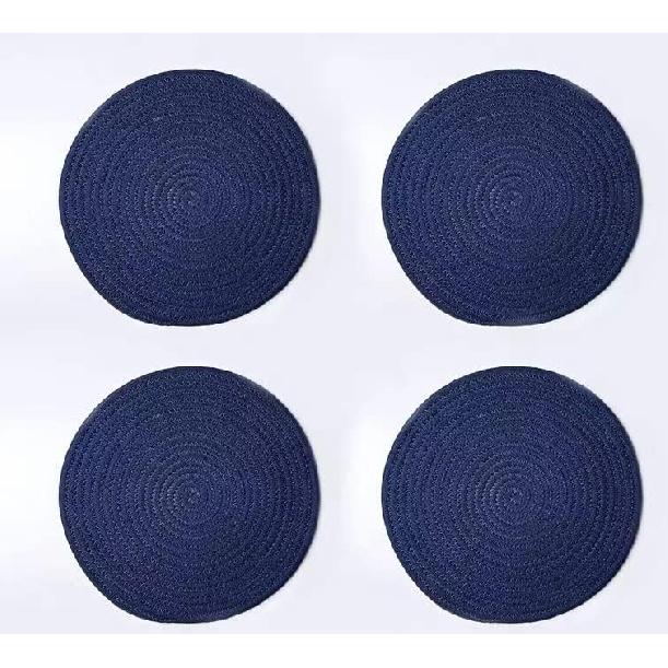 Coasters for Drinks, 6Pcs Super Absorbent Coasters (4.3 Inch, 8mm Thick), Handmade Braided Coasters, Heat-Resistant for Kitchen & Dining (Dark, Dark Dark, Dark Blue