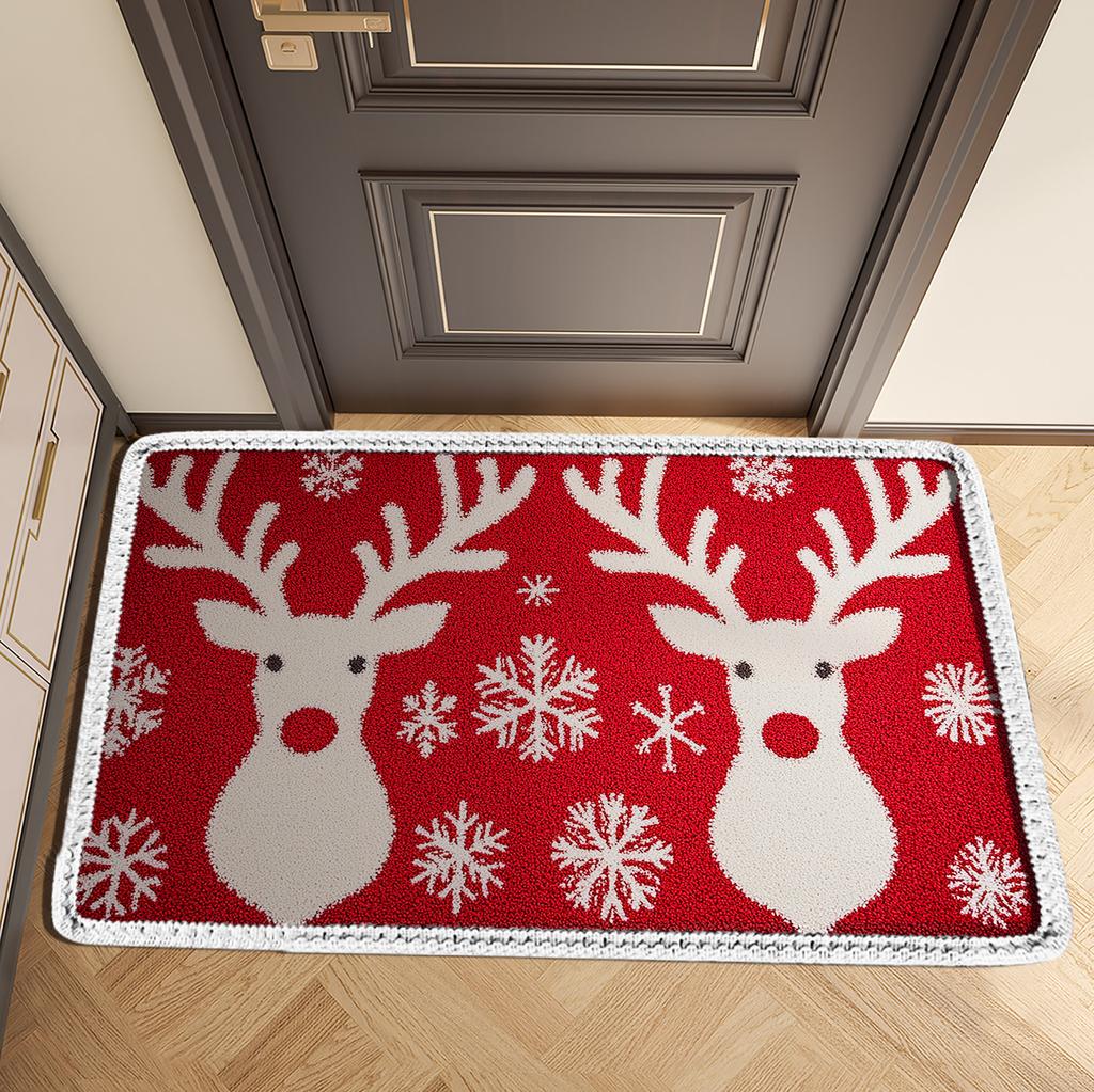 Christmas Welcome Doormat Entrance Door Mat Outdoor Front Room Rugs Hallway Carpet Floor Foot Bath Mat Washable