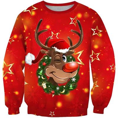 Komik 3D Baskı Noel Baba Ren Geyiği Kazak Erkek Kadın Çirkin Noel Kazakları Kazaklar Üstler Tatil Partisi Kazak Sweatshirt Üst