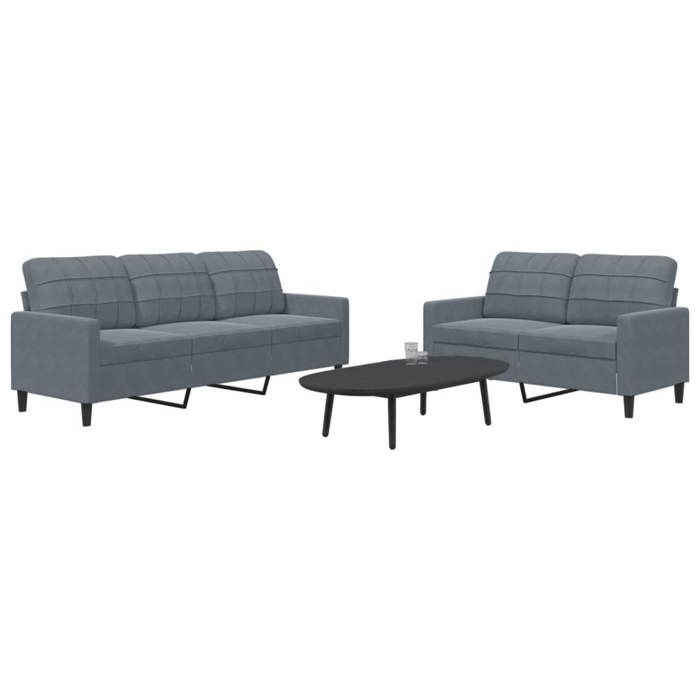 VidaXL 2-piece Sofa Set with Cushions Dark Grey Velvet, Sofa, Sofa Seat, Recliner Sofa, Comfort Sofa, 3278392