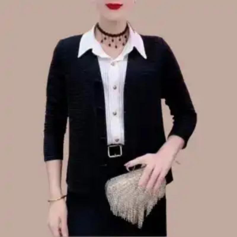 2025 Spring Autumn Temperament Fashionable Versatile Knitted Cardigan Long-sleeved Jacket Women's Autumn
