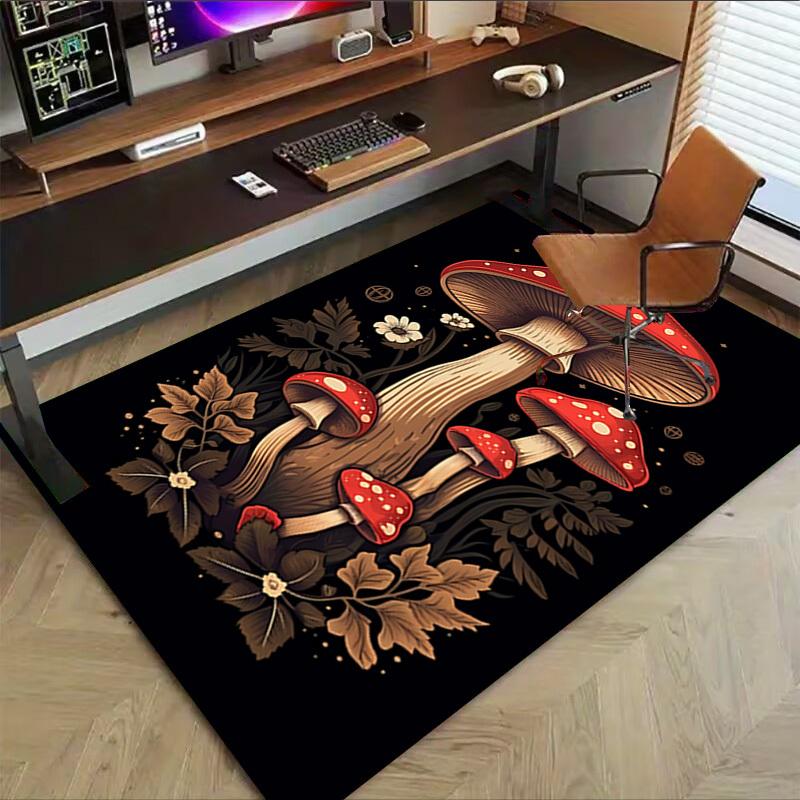1pc mushroom forest Carpet Anti Slip Polyester Floor Mat for office.Bedroom