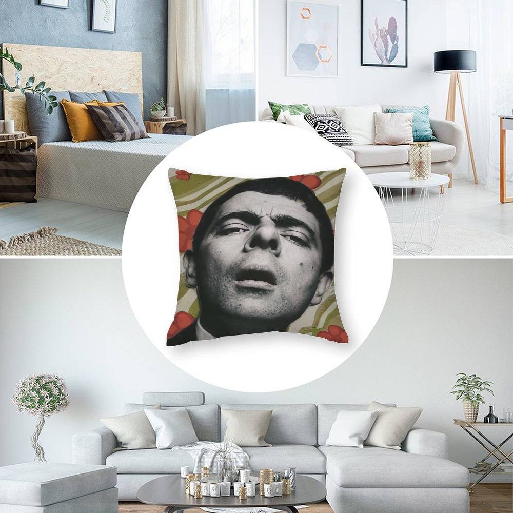 Vtipný obliečka na vankúš Mr. Bean Krátky plyš Dvojstranná potlač Štvorcové poťahy na vankúše Dekoračný vankúš na pohovku do domácnosti