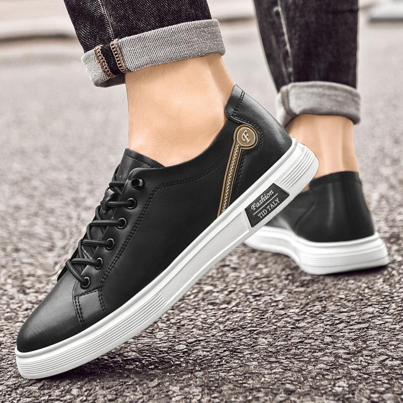 Fashion New Men Casual Walking Footwear Outdoor Mens Non-Slip Sneakers Genuine Leather Men Skate Shoes Stylish Male Comfortable Flats