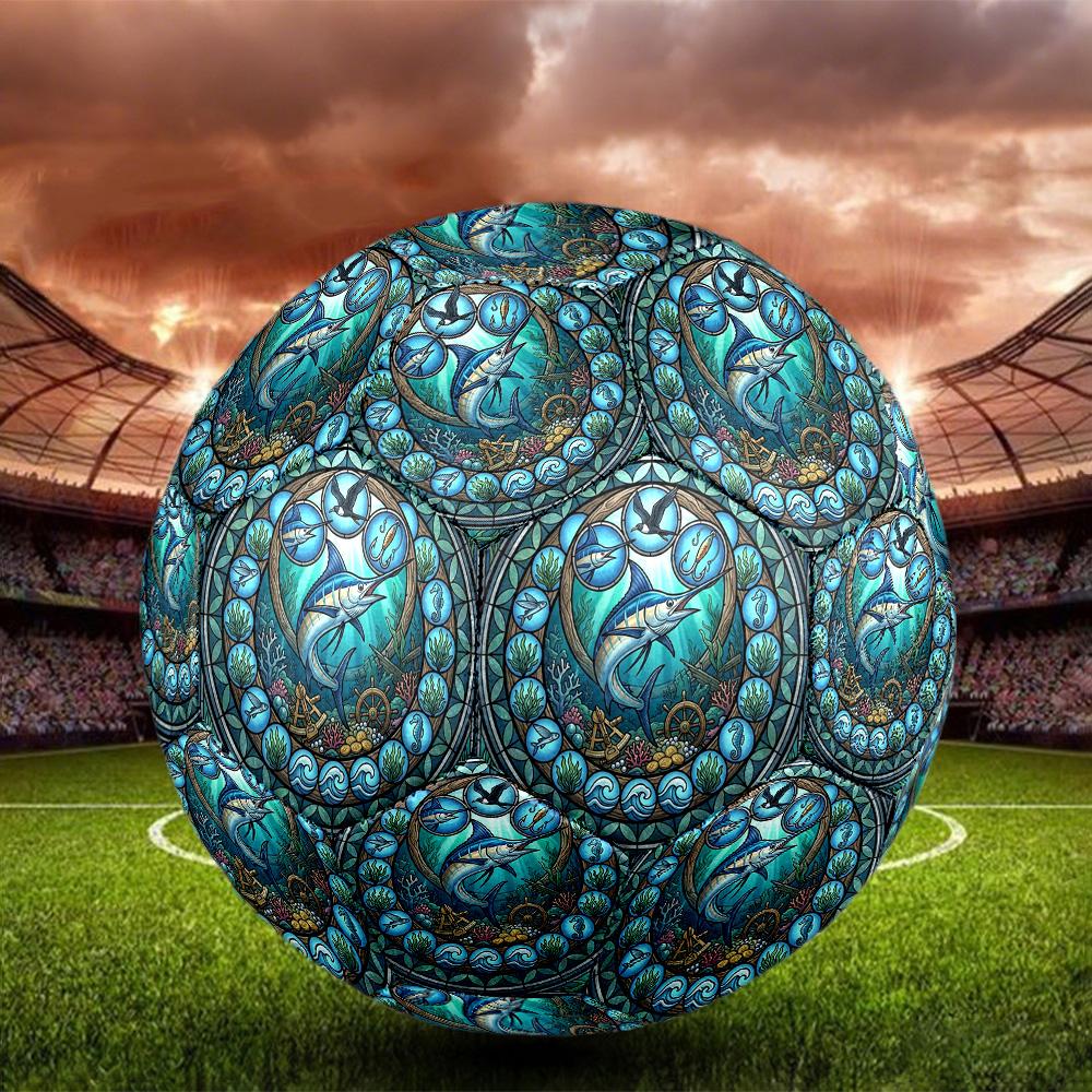 Marine Life Glass Round Football Size 5 Adult Ball Suitable for Training Matches and Outdoor Team.