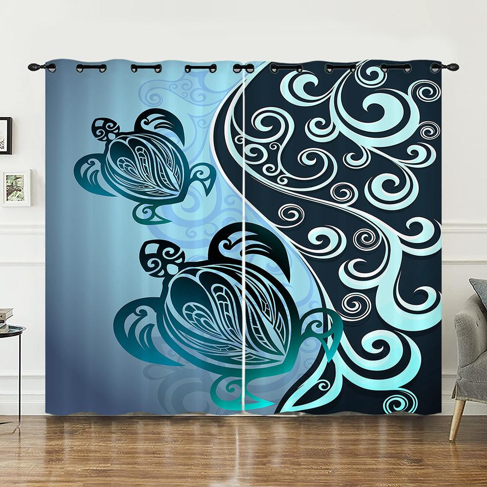 Curtains Animals Turtles Sunflower Curtains Digital Printing Blackout Curtains No Punching