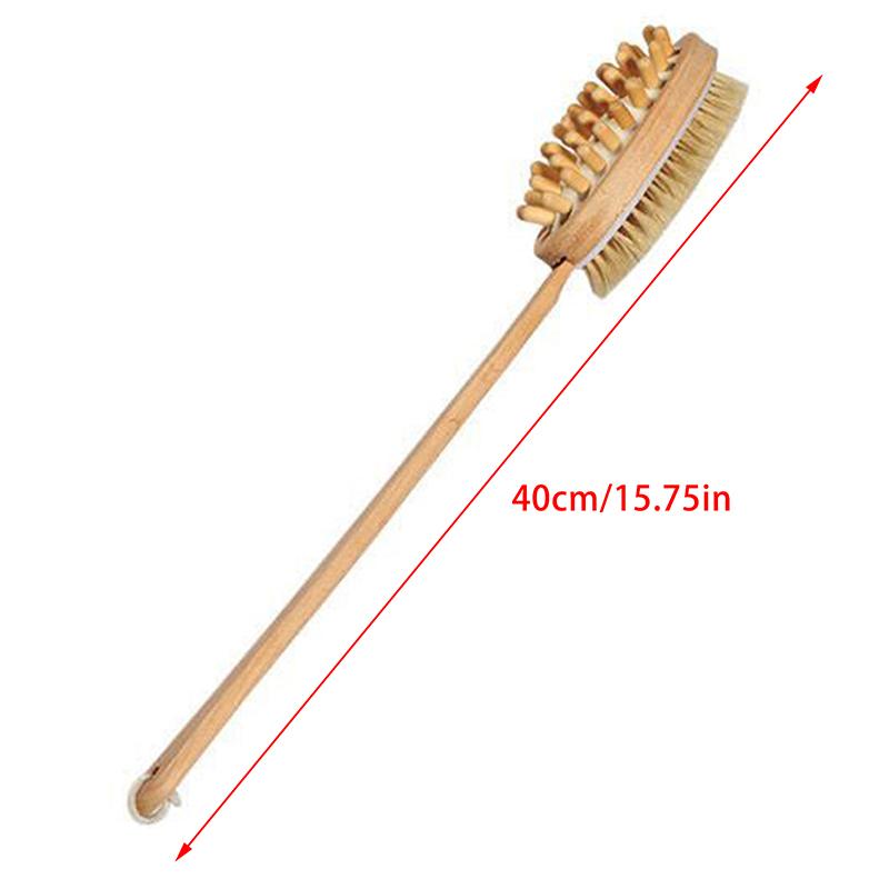 Bathroom Body Brushes Long Handle Bath Natural Bristles Brushes Exfoliating Massager With Wooden Handle Dry Brushing Shower Tool