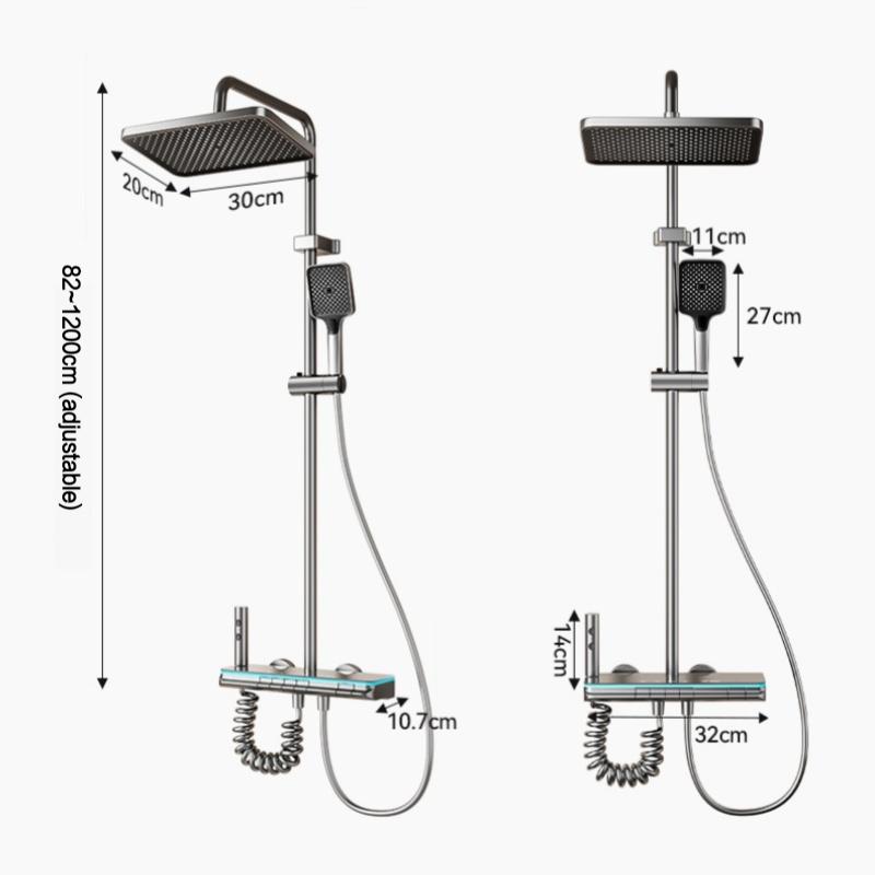 Digital Display Shower System Set Bathroom Shower Full Set Faucet Bathtub Mixer Shower Head Piano Button With Atmosphere Light