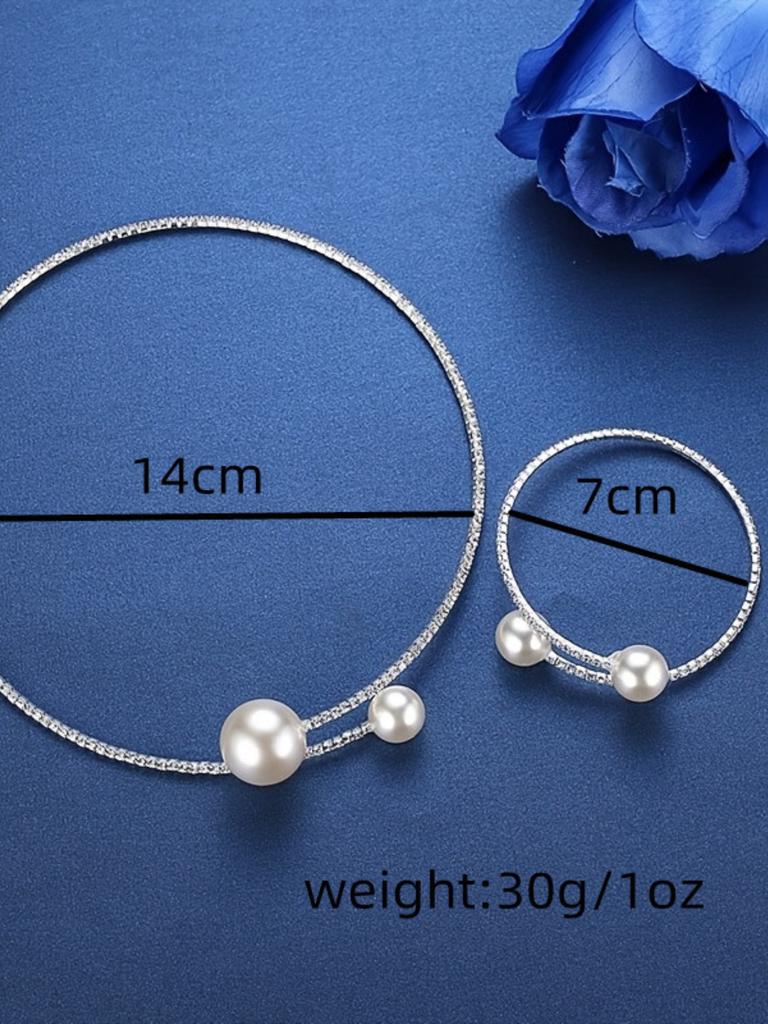 2pcs Women's Zircon Set Water Diamond Zircon Necklace Bracelet Bridal Wedding Accessories