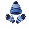 European and American Children's Wool Ball Hat Gloves Two Piece Set Christmas Gift Winter Plus Velvet Warm Knitted Hat