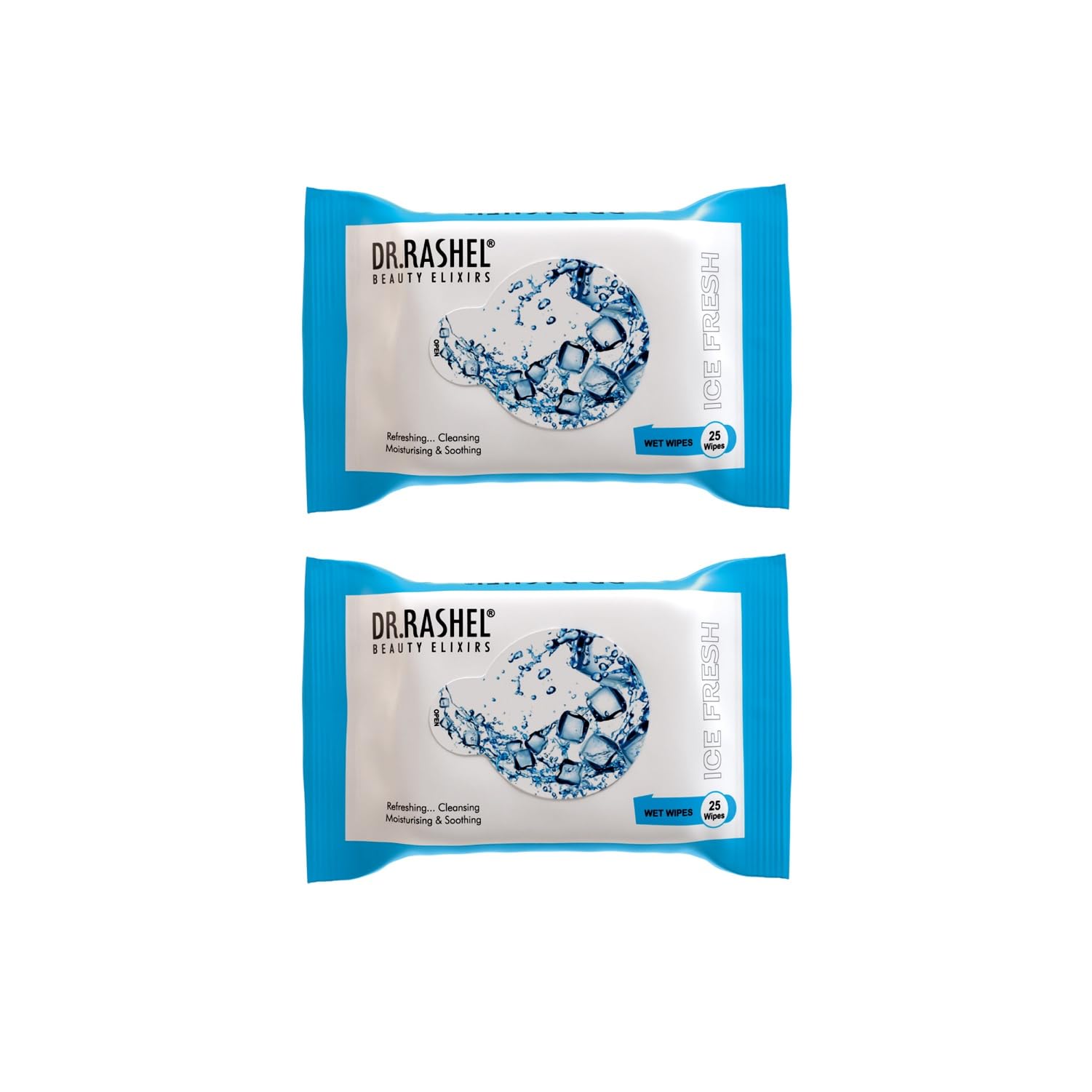 DR.Rashel Ice Fresh Pack of 2 Face Wipes, Enriched with goodness of Menthol and Aloe Vera Extract | For Multi purpose use | Gives Refreshing and
