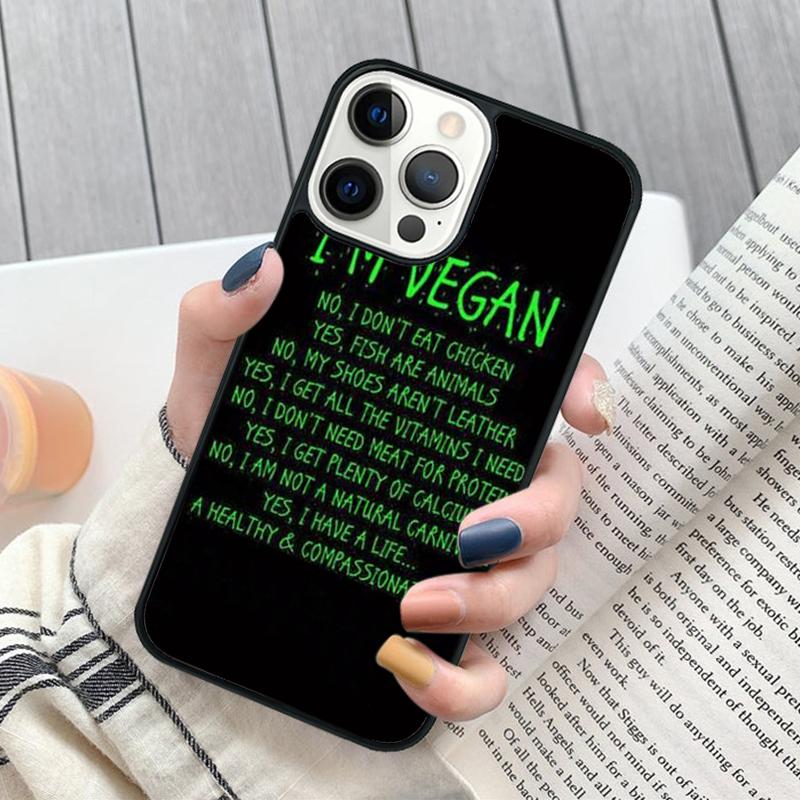 Vegan Vegetarian Quote Phone Case  For iPhone 17 Air 16 15 14 11 12 13 Pro MAX Plus Cover Shell Coque