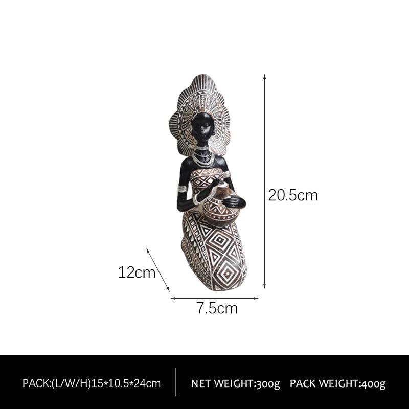 African Black Art Resin Figurine: Creative Home Decor for Living Room, Entrance Hall, or Wine Cabinet TV Stand