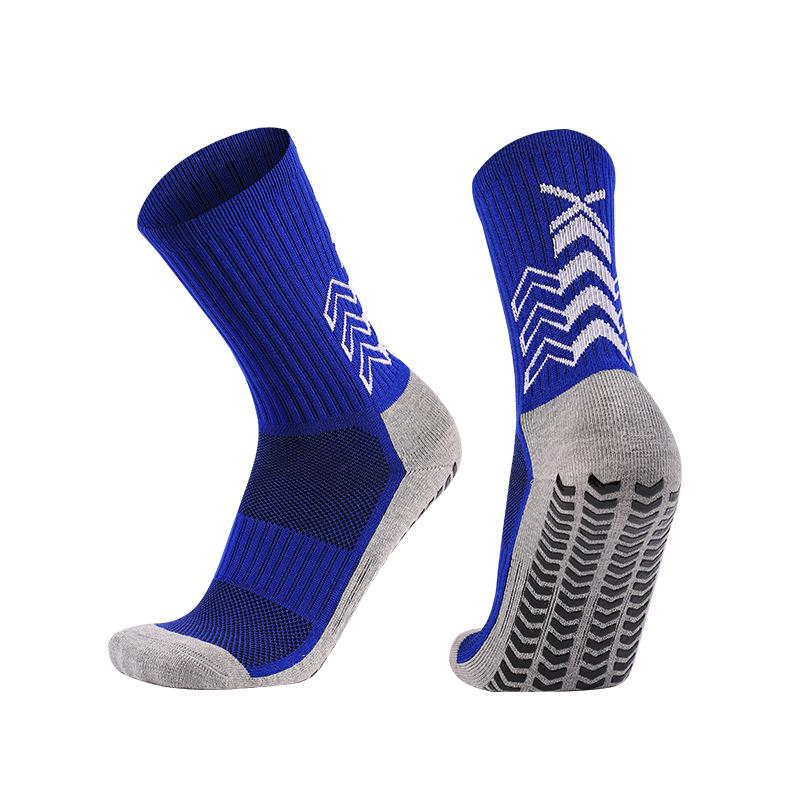 Gray Mid-Tube Dotted Football Socks with Non-Slip Silicone and Breathable, Thickened Towel Bottom