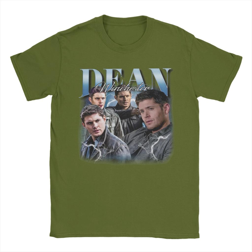 Novelty Vintage Dean Winchester Supernatural TShirts for Men Pure Cotton T Shirts  Short Sleeve Tee Shirt Gift Idea Clothing