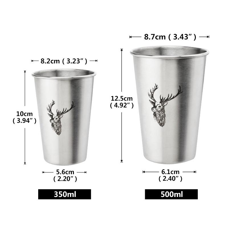 350/500ML Simple Stainless Steel Juice Beer Water Cup Unbreakable Stackable Pint Cups Juice Mug