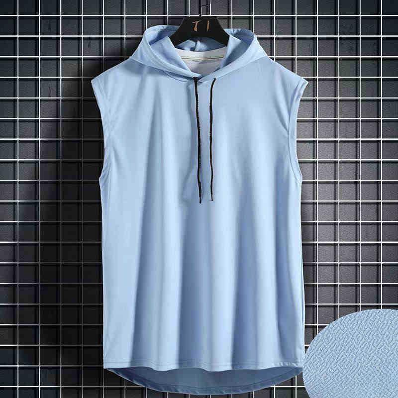 Camisetas sin mangas para hombre, camisetas con capucha, para gimnasio, deportes, golf, estilo coreano, informales, color sólido