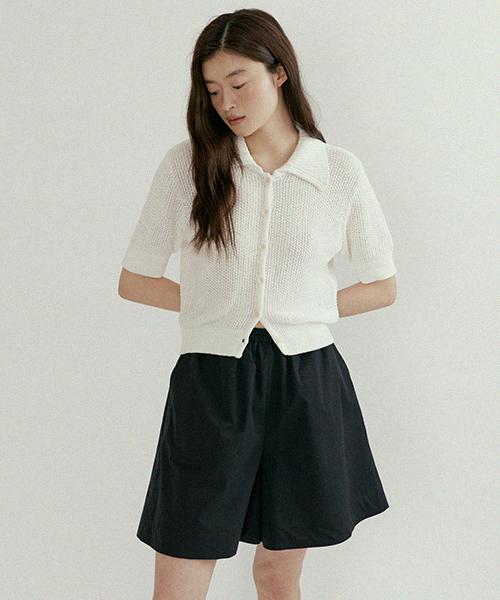 Lingseoul Open Collar Cotton Knit-Ivory