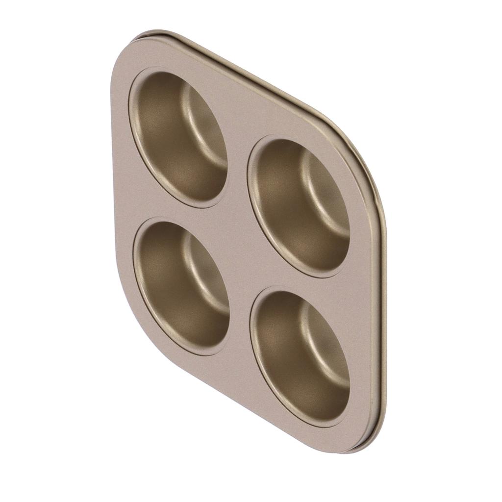 4Cavity Quadrate Baking Pan Mini NonStick Heavy Duty Carbon Steel Cupcake Mold for Microwave(Muffin Baking Pan )