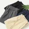 Men Long Pants Adjustable Drawstring Casual Trousers Elastic Waist with Pockets Solid