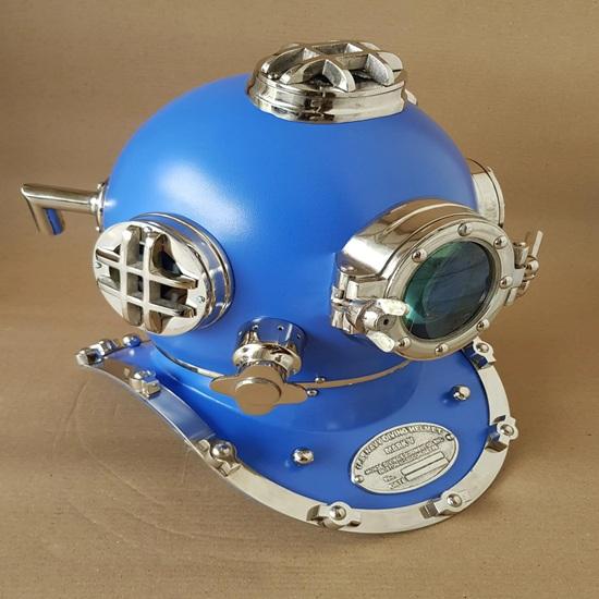 45.72 Cm Blue Scuba Diving Helmet Mark V Deep Diving Divers Helmet Home, Office Decor