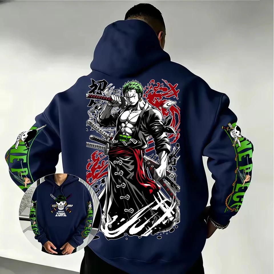Roronoa Zoro Anime Grafická oboustranná mikina s potiskem rukávů Pánská