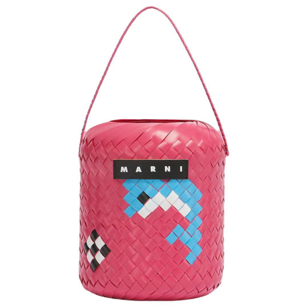 Marni Market Letter Patch Dolphin Pattern Polypropylene And Leather Tote Bag Women tote bag Purple Red SHMH0123A0RF081JQB20 Basic Set (Bag+Dust Bag)