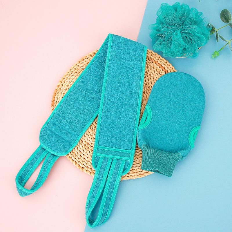 

Трехкомпонентные банные полотенца, перчатки, задняя полоска, влажные салфетки, комплект банных полотенец с цветочной полоской на спине зелёный