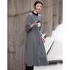 Demana Winter Color-Block Stand Collar Puff Sleeve A-Line Dress
