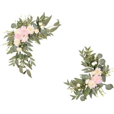 Wedding Welcome Sign Flower Swag (Pack of 2) for Wedding Party Reception Entrance Welcome Sign Artificial Silk Flowers Wall Hanging Ornament Decor