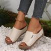 Women's Summer Wedge Peep-Toe Slide Sandals, Comfortable Casual Footwear, Available In Large Sizes.