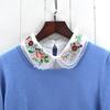 Fashion Women's Embroidery Shirt Fake Collar Removable Mujer Faux Cols White Sweater False Collar Lapel Shirt Blouse Detachable