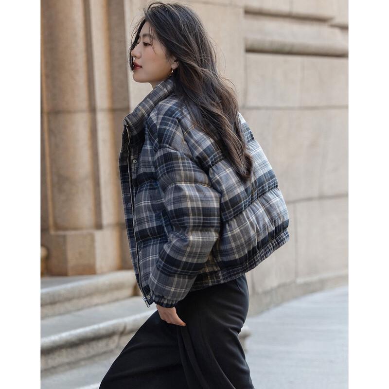 Demana Damen Retro Kontrast Karom Daunen Pufferjacke