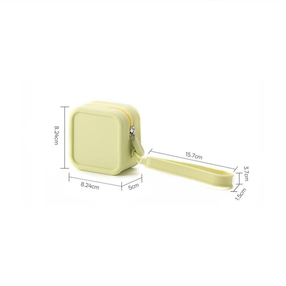 Fashion Solid Color Coin Purse Square with Zipper Storage Bag with Handle Silicone Makeup Bag Multi-Purpose Use